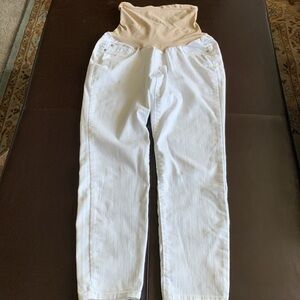 All Maternity 3/10 Luxe Essential Denim Over Belly White Stretch Pants USA 30